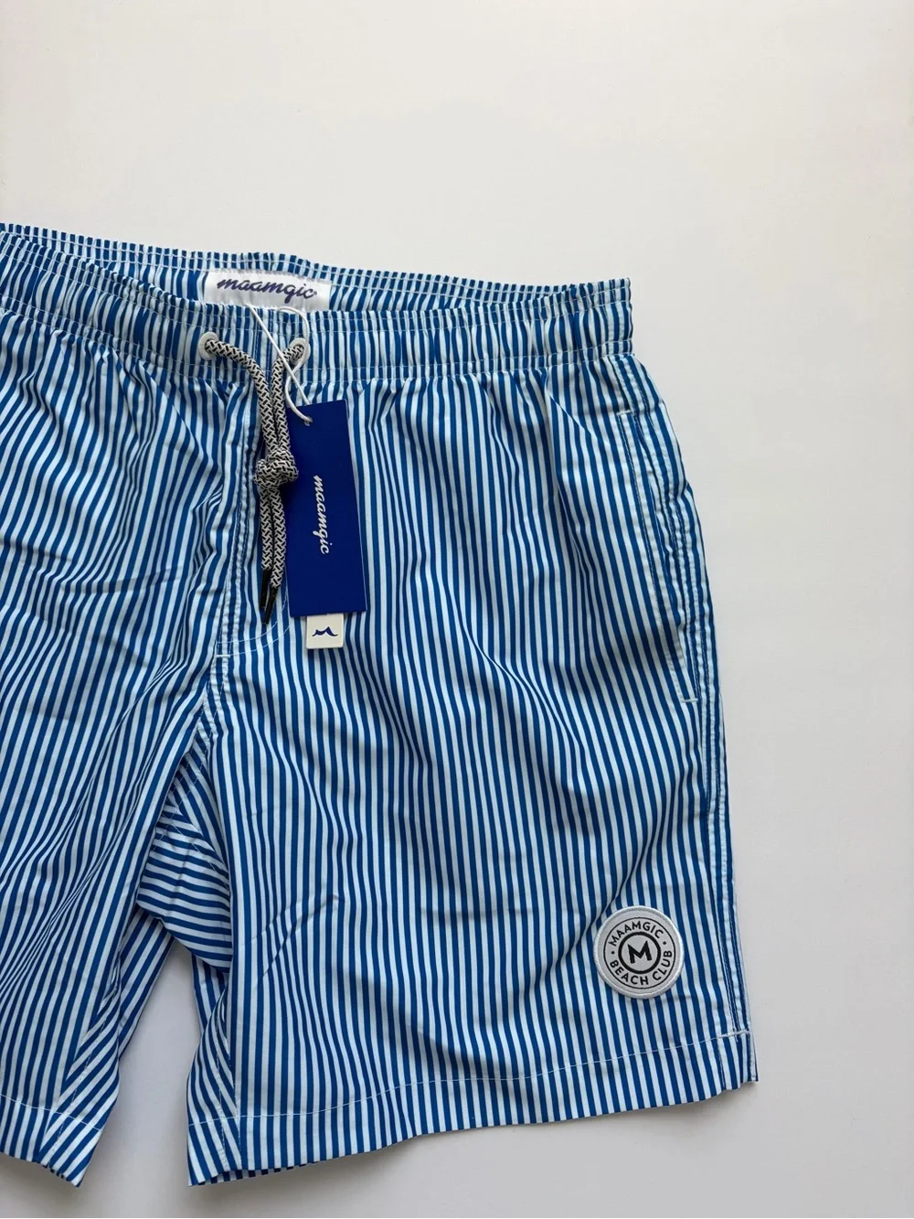 NWT Maamgic Blue Stripe Men’s Swim Trunks S